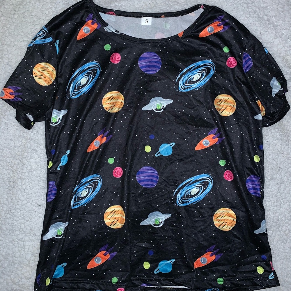 Space pattern pajama t-shirt